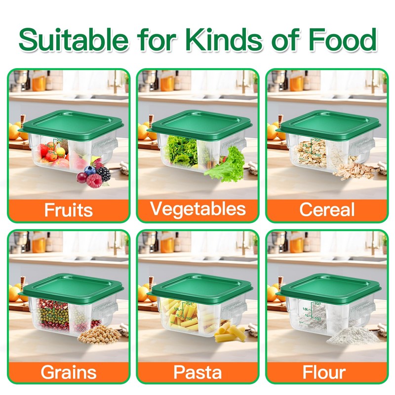 FeyBuosk 6 pcs 2qt Food Storage Containers with Lid, Square