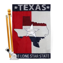 Texas Flag Pole Kit for Independence Day Decoration Flagpole Bracket American Banner Mexican Decor Memorial Lone Star Poster Home Canva Applique Patriotic State Tapestry Bandera USA Texan Pride Gifts