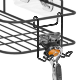 Linkidea Shower Caddy Shelf Hooks, Stainless Steel Hangers for Wall Mounted Shower Room Basket Attachment, Organize Loofah, Razor, Body Brush, Compatible with Gillette Fusion5 (Black, 4 Pack)