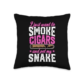 I Just Want To Smoke Cigars And Pet My Snake Throw Pillow