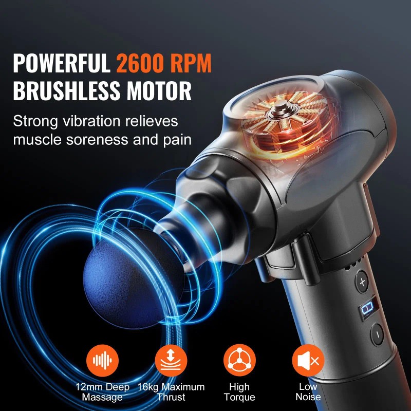 Deep Tissue Massage Gun with 9 Speed Levels and 6