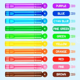 Baegzgx 300Pcs Mini Bubble Wands, Assortment Party Favors Toys for Kids Child, 10-Color Wands Summer Beach Pool Toys, Christmas Celebrations, Thanksgiving New Year, Themed Birthdays, Weddings