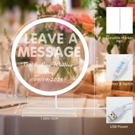 White Light Transparent Neon Desk Sign with 5V USB Powered,Audio Guestbook Table Neon Sign for Wedding Shop Party Business Storefront Desk Decor Reception Welcome (transparent white)