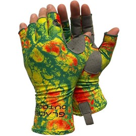 Glacier Glove Islamorada 50+ Sun Protection Durable Lightweight Breathable Quick-Dry Fingerless Outdoor Fishing Sun Glove, Rasta, X-Large