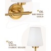 Audickic Brushed Gold Bathroom Light Fixtures with White Fabric Shades
