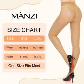 MANZI Back Seam Tights for Women Sheer 20D 2 Pairs, Natural Nude