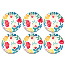 Abode Homewares Audrey Floral Melamine Salad Plate, Set of 6, 8.1", Indoor/Outdoor