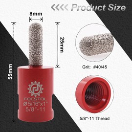 FOCSTOL Diamond Mortar Raking Bit - 5/16''x1''(8x25mm) Diamond Mortar Router for Mortar Raking Tuck Pointing Masonry Stone Brick Removal 5/8''-11 Thread