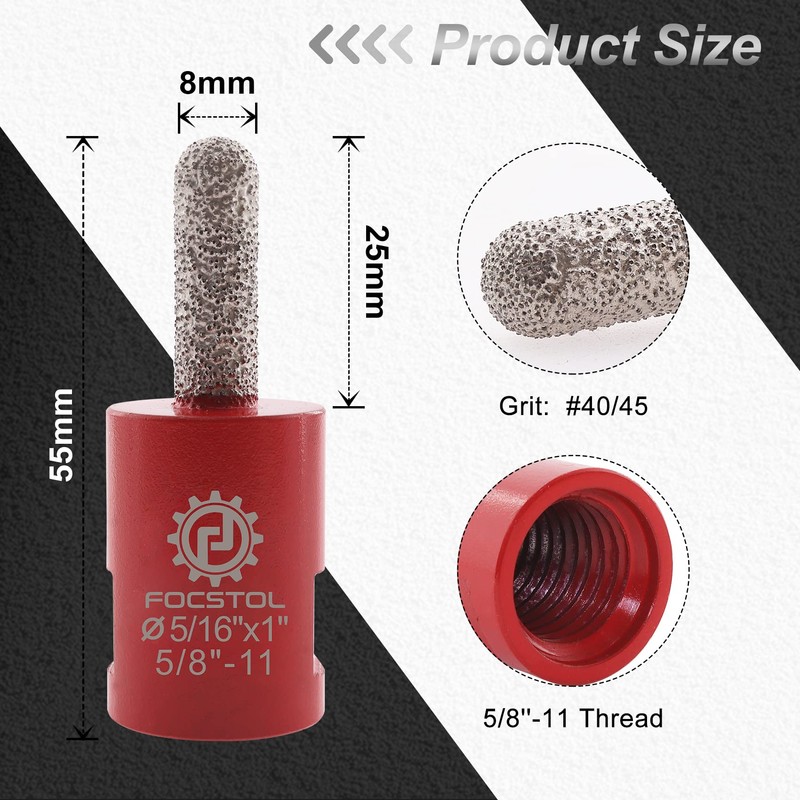 FOCSTOL Diamond Mortar Raking Bit - 5/16''x1''(8x25mm) Diamond Mortar Router