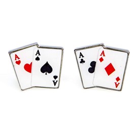 MRCUFF Aces 4 Four Playing Cards Poker Gambling Casino Pair Cufflinks in a Presentation Gift Box & Polishing Cloth