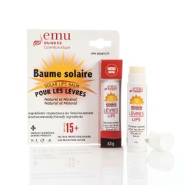 Emu Dundee | Solar lips balm | SPF 15+ | Natural and mineral | Helps prevent lips sunburn | Environmentally friendly ingredients | Handmade in Canada | NPN80069379 | 4.5g