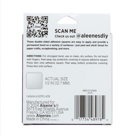Aleene's Original Tacky Glue Adhesive Squares, Mess-Free & Acid-Free, Great for Photos, Bouquet Arrangement, DIY Decor and Crafts, 1/2" Roll 250 Count
