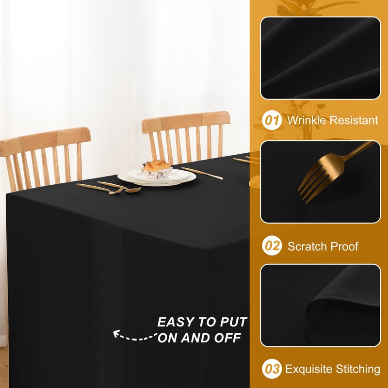 Hiasan Black Fitted Table Cloth 1 Pack, 72 x 30