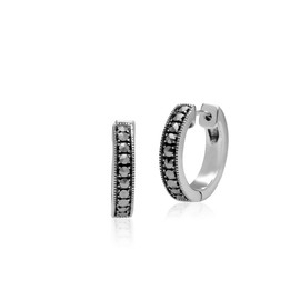 Gemondo USA 925 Sterling Silver Marcasite Gems Set Huggie Earrings