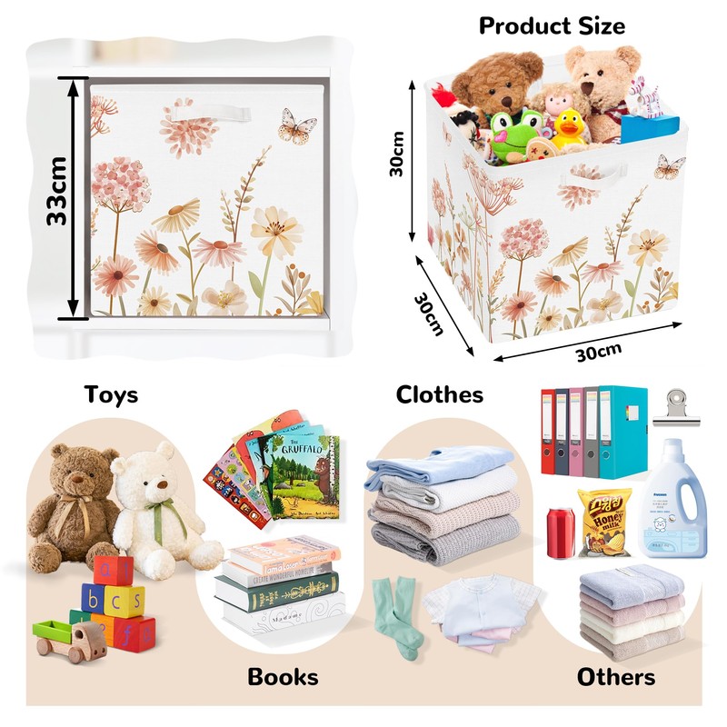 Clastyle Storage Box 3 Pieces Boho Flower Beige Storage Basket