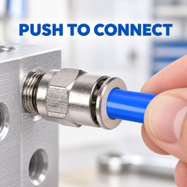 5-Pack PC-G Nickel-Plated Brass Pneumatic Push-to-Connect Fittings, 4–12 mm Tube, G1/8–G1/2 Thread Options