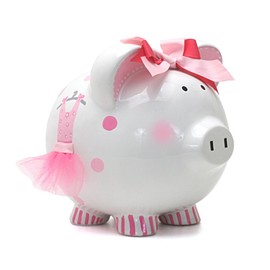Child to Cherish Ceramic Piggy Bank for Girls, Ava's Tutu