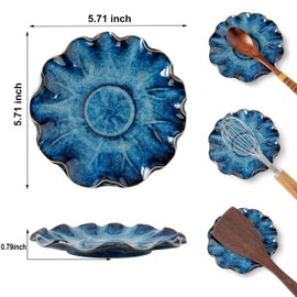 SHIDACHENG Spoon Rest for Stove Top, Ceramic Spoon Holder for Kitchen Counter, Coffee Spoon Rests, Cooking Utensil Rest for Spoons Ladles Spatula, Heat-Resistant & Dishwasher Safe