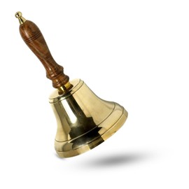 ARSUK Brass Handbell for Adults - Large School Bell with Wooden Handle - Call Bell for Elderly at Home - Loud & Clear Sound