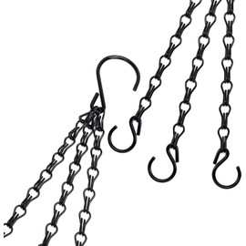 Heybe 24 Inch Hanging Basket Chains with Hooks, 3 Point Hanging Flower Pot Chains 3 Leads,Set of 3, Black (24inch, 3 Point)