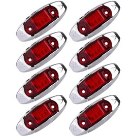cciyu 8x Red Light LED Trailer Marker Light w/Chrome Bezel Oval 928-6L-R LED Side Marker Light Assembly For Freightliner Argosy 2000 2002 2004 For Freightliner Century Class 1999 2001 2003 2006