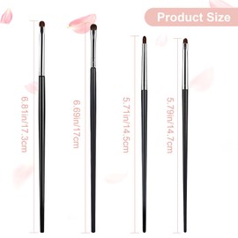 4 Pieces Mini Smudge Brush For Eyeliner, Eyeliner Smudge Brush Mini Smudge Brush For Eyeliner Eyeshadow Brushes For Powder Gel Cream Liquid Concealer Eyeliner Smudger Tool Eye Makeup Brush Set Black