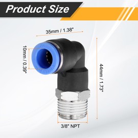 sourcing map 2pcs 90 Push to Connect Fittings 3/8" NPT Male Thread x 10mm ID Elbow Fitting Quick Connect Air Hose Pneumatic for Water Gas Oil Pipe