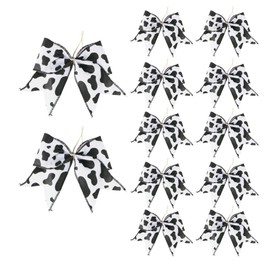 Meseey Highland Cow Print Wire Ribbon Bows, 12 Pieces, Farmhouse Style, DIY Wreath Making and Party Decor (bw Cow)