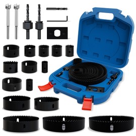 METOTY 22PCS Hole Saw Set - High Carbon Steel 19-152mm（3/4" to 6"） Blades for Drywall, Soft Wood, Plastic, PVC Professional Grade with Instant Support