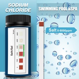 Saltwater Pool Test Strips, 0-8000 ppm, Salt Test Strips Kit for Sodium Chloride Swimming Pool and Spa Test Strips-Quick and Accurate Results
