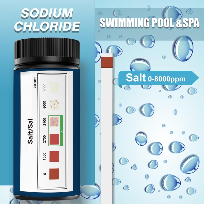 Saltwater Pool Test Strips, 0-8000 ppm, Salt Test Strips Kit