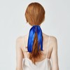 Blue Ribbon Hair Ties Cheer Long Tassel Elastic Hairbands Handmade
