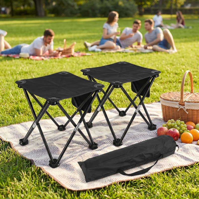 Jhdydz Portable Folding Camping Stool w/Foot Rest, Lightweight Mini Chair