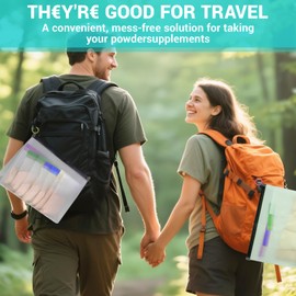 44 Pcs Travel Protein Powder Containers, Reusable Protein Powder Container To Go Includes 28 Single-Dose Bags and 3 Large Zip Bags, BPA-free Protein Powder Container for Workout, Fitness, Travel