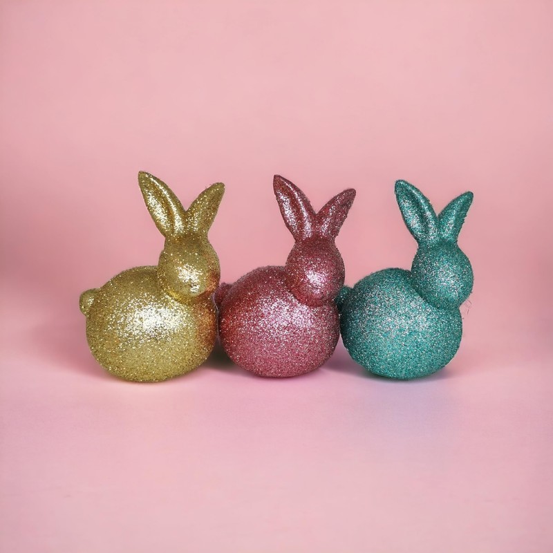 Set of 3 Rabbit 16.5 cm Large Ceramic Colourful Blue