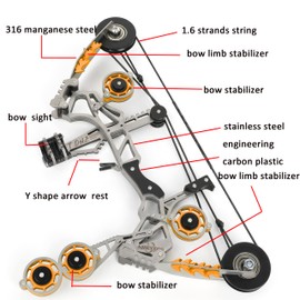 10.9" Mini Archery Bow Set 10 Lbs Mini Compound Bow Mini Hunting Bow RH for Hunting Shooting Practice Archery Entertainment Fun (Orange with 8 Arrow)