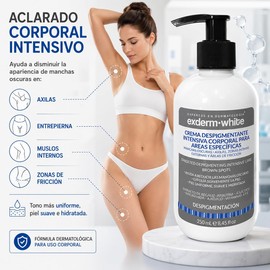 Exderm White Crema Despigmentante Corporal Antimanchas para Axilas Zonas Íntimas y Entrepierna Tratamiento Unificador de Tono con Arbutina Ácido Kójico 250ml