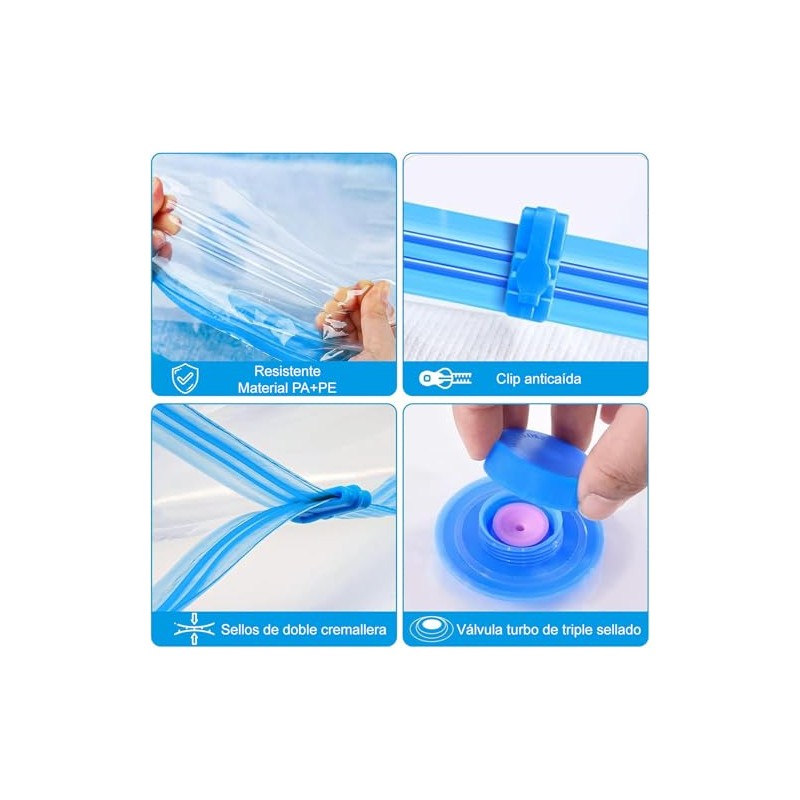 12 PCS Bolsas de Almacenamiento al Vacío con Bomba Eléctrica,