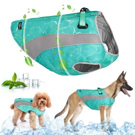 Dog Cooling Vest with Harness, Outdoor Puppy Cooling Jacket with Adjustable Zipper, Reflective Safety Sunproof Hunting Jacket for Pets, Best for Small, Medium and Large Dogs