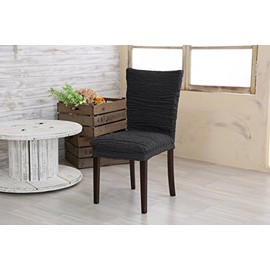 Super Fit 2-Way Stretch Dining Chair Cover Marion Seat Width 13.4 x 19.7 x Back Height 15.7 x 21.7 inches (34 x 50 x 55 cm), 1 Piece (Black)