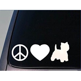 EZ-STIK Peace Love Westie stickerH123 8" Vinyl west Highland White Terrier