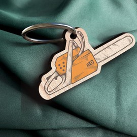 Kettensäge Schlüsselanhänger handgemacht aus Holz, Glücksbringer, Motorsäge, Waldarbeiter Geschenk, Handwerker Geschenk, Holzfäller, Witziges Geschenk Männer