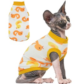 PUMYPOREITY Sphynx Cat Clothes - Stretchy Sweater, Soft Shirt, Pullover Pajamas, Turtleneck for Sphynx, Cornish Rex, Devon Rex - Yellow, XS