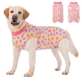 Recovery Suit for Dogs After Surgery, Large Medium Dog Recovery Onesie Surgical Suit for Prevent Licking Cone Alternative, Soft Cotton Covers Wound Body Suit for Male Female Dogs(3XL,Duck Pink)