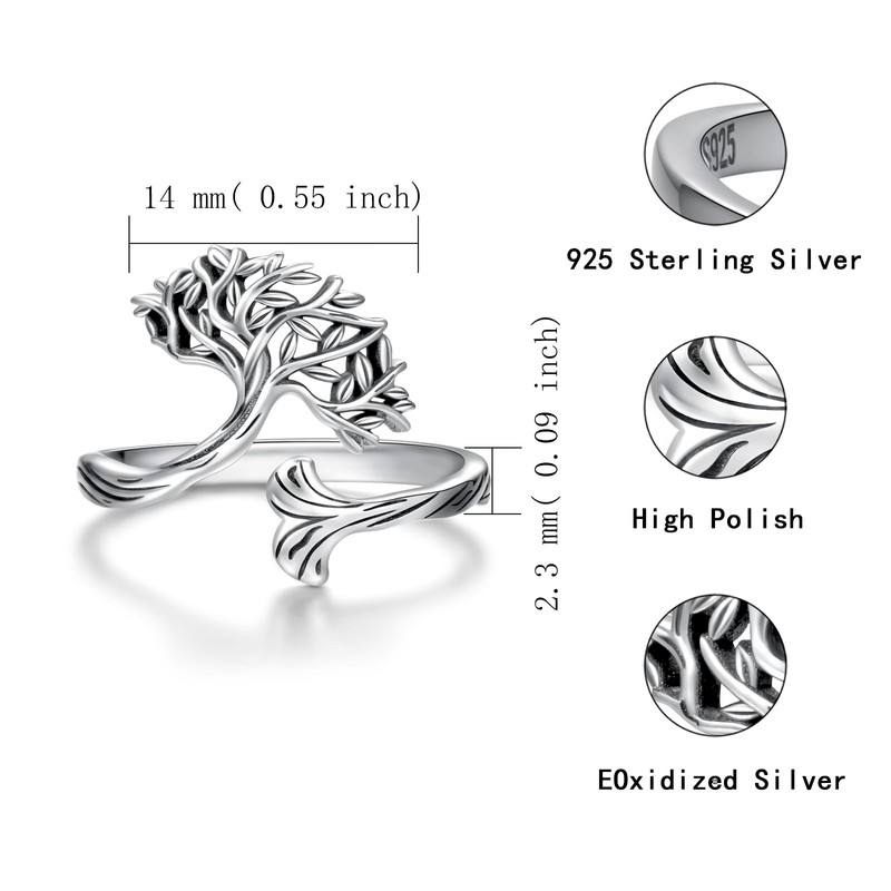 zaxsj Tree of Life Rings for Women : 925 Sterling