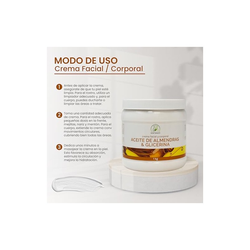 Crema Con Aceite De Almendras & Glicerina Facial & Corporal
