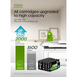 Timink 952XL 952 XL Ink Cartridge Replacement for 952XL Ink Cartridges Combo Pack (4 Pack, Yellow, Cyan, Black, Magenta) for OfficeJet Pro 8710 8720 8210 8702 8715 8725 Printer