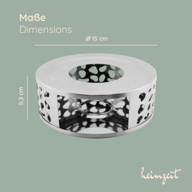 heimzeit Tea Warmer for Teapots and Coffee Pots Made of High-Quality Stainless Steel [Diameter 15 cm, Silver] Tea Cosy with Tea Light Holder in Stylish Design, Tea Warmer Scratch-Free and for All Sizes