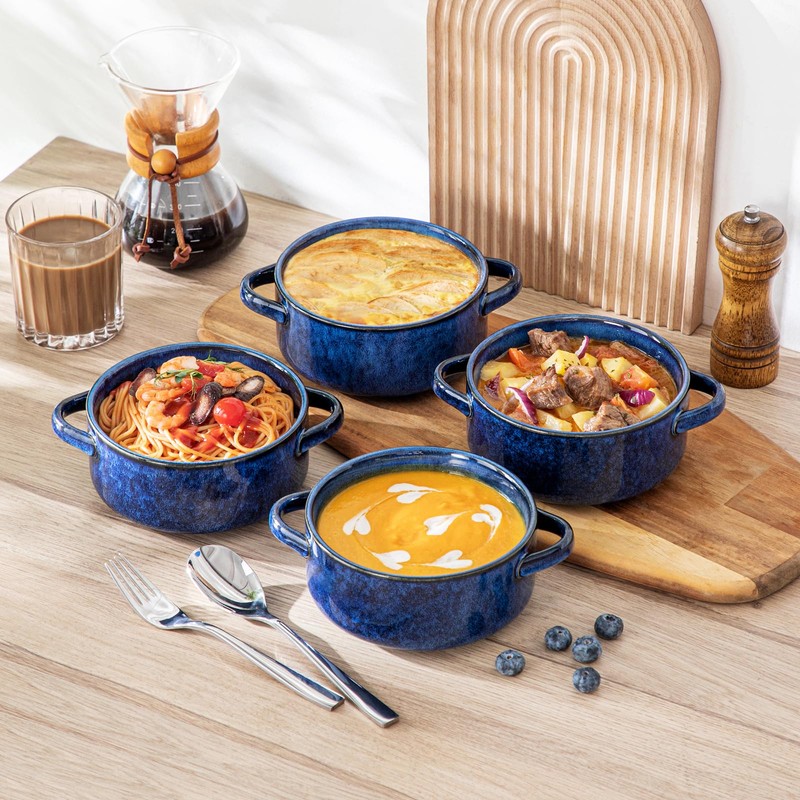 vancasso Starry Soup Bowls with Handles, 30 Oz French Onion