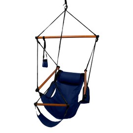 Hammaka Hanging Hammock Air Chair, Wooden Dowels, Blue